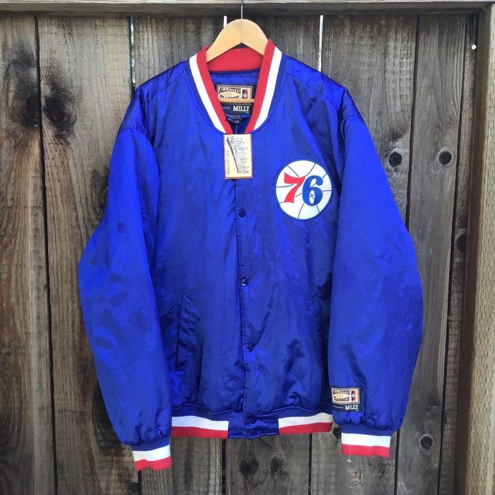 Nwt Vintage all American classics by milly 76ers satin jacket mens large
